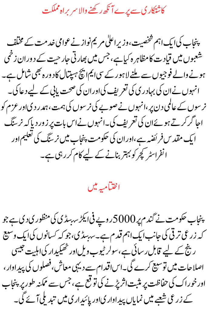 CM Authorizes PKR 5000 for Each Acre