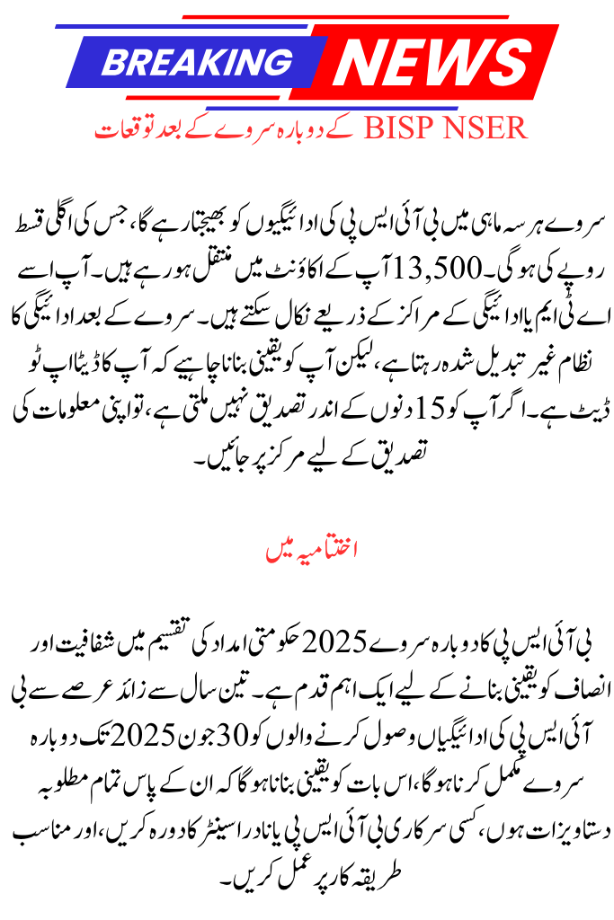 2025 BISP Re-Survey Recipients