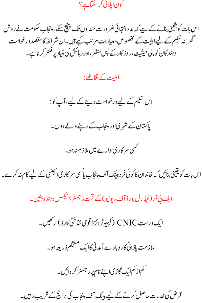 Punjab Roshan Gharana Scheme 2025 